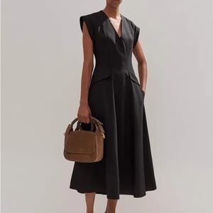 ME+EM Black Midi Dress